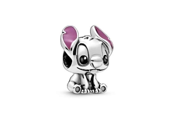 Disney Stitch silver charm with black and purple e