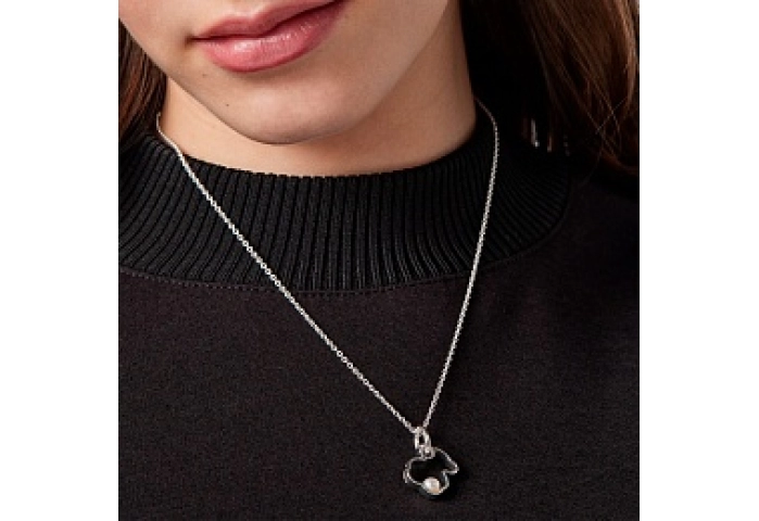 SILVER PENDANT CULTURED PEARL CHAIN 45CM