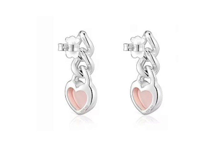 SILVER EARRINGS PINK CHALCEDONY CHAIN