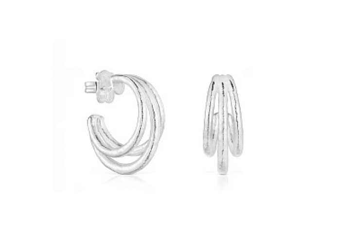SILVER TRIPLE HOOP  EARRINGS 26MM