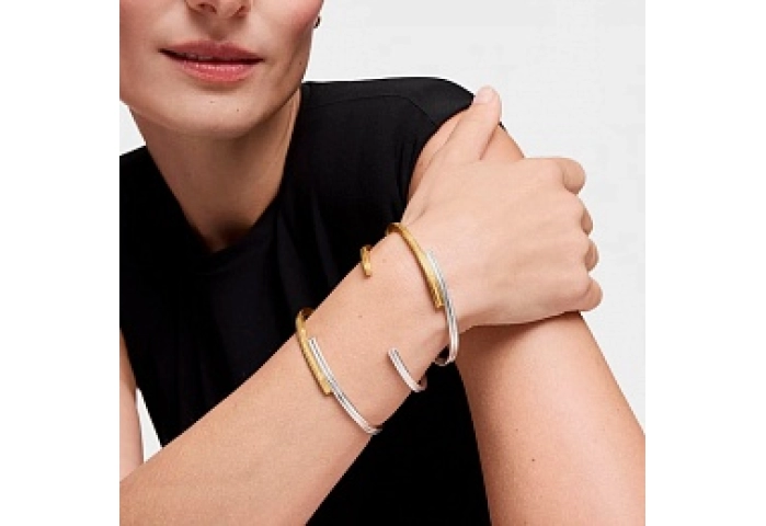 SILVER GOLD PLATED BANGLE TWO TONE N17