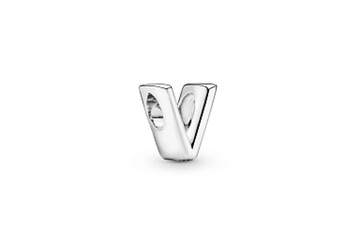 Letter V silver charm