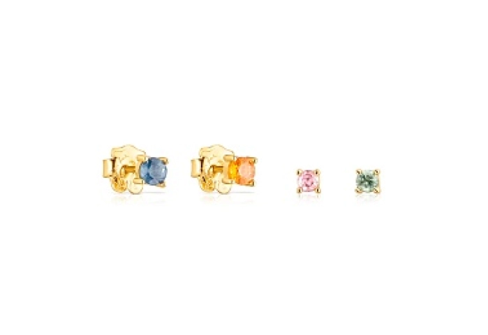 SILVER GOLD PLATED 4 EARRINGS SHAPPIRES