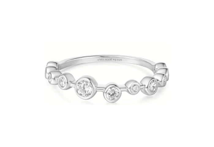 Silver Bezel Cubic Zirconia Zig-Zag Ring