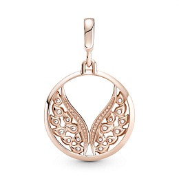 Angel wings 14k rose gold-plated medallionwith clear cubic zirconia /789672C01