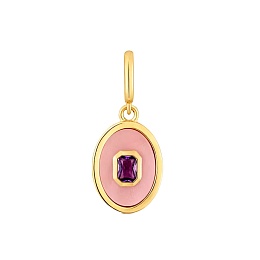 SILVER GOLD PLATED PENDANT PINK MOP, GEM