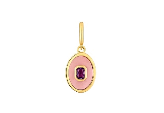 SILVER GOLD PLATED PENDANT PINK MOP, GEM
