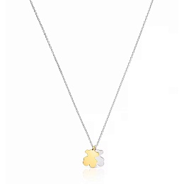 SILVER GOLD PLATED NECKLACE BEARS 2 TONE