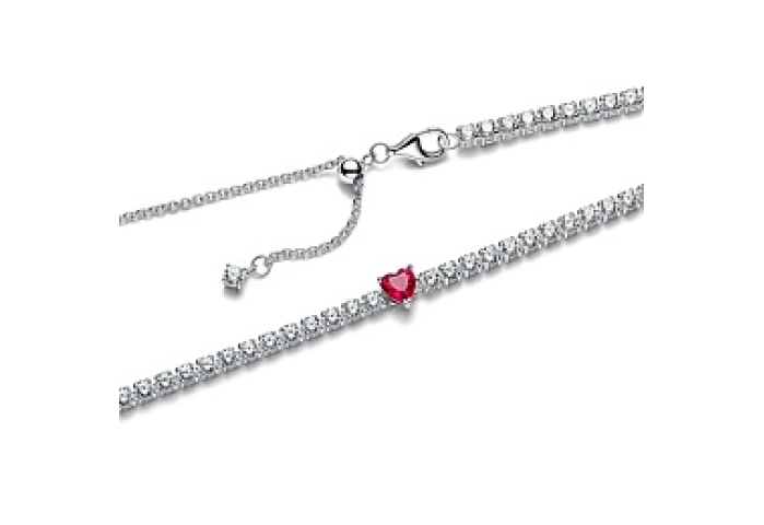Heart sterling silver choker necklace with cherrie