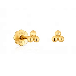 18KT GOLD EARRINGS BABY 3 BALLS THREAD