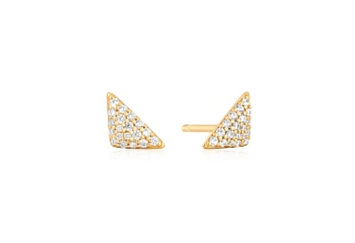 Gold Triangular Pavé Studs