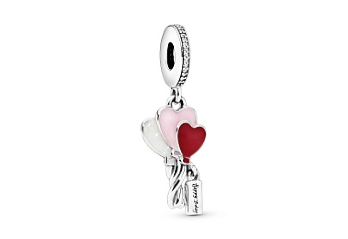 Balloons silver dangle with clear cubic zirconia, 