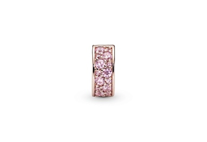 PANDORA Rose clip with pink cubic zirconia and sil