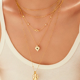 Gold Beaded Chain Necklace