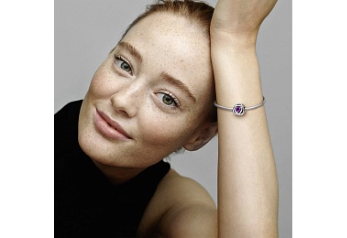 Sterling silver charm with sweet grape purple crys
