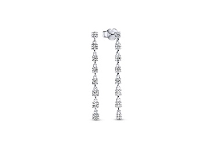 Sterling silver drop earrings with clear cubic zir