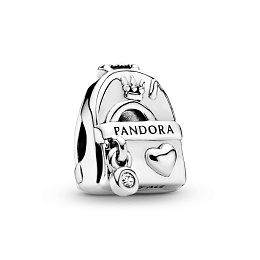 Backpack silver charm with clear cubic zirconia