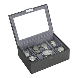 Black & Grey 8pc Watch Box