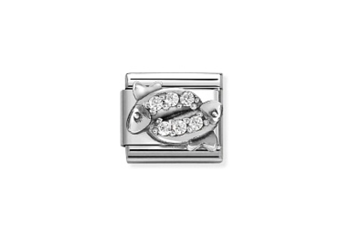 Composable Classic ZODIACO RELIEF acciaio, Pesci