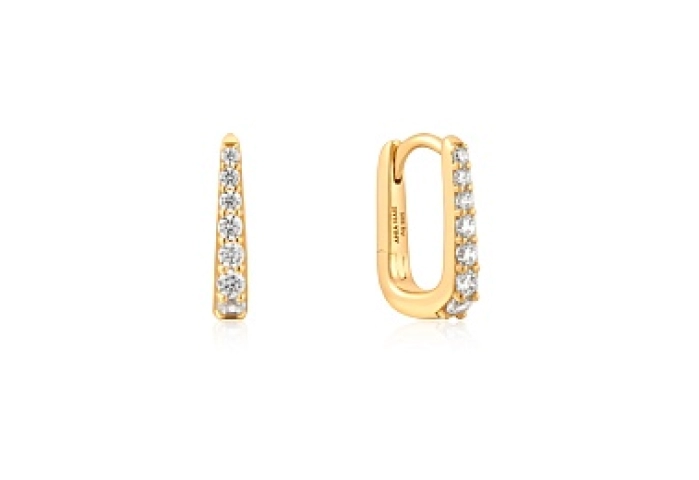 Gold Oval Pavé Huggies