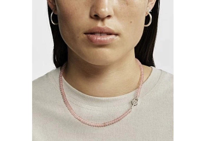 PINK CHALCEDONY SILVER CHOKER 45CM