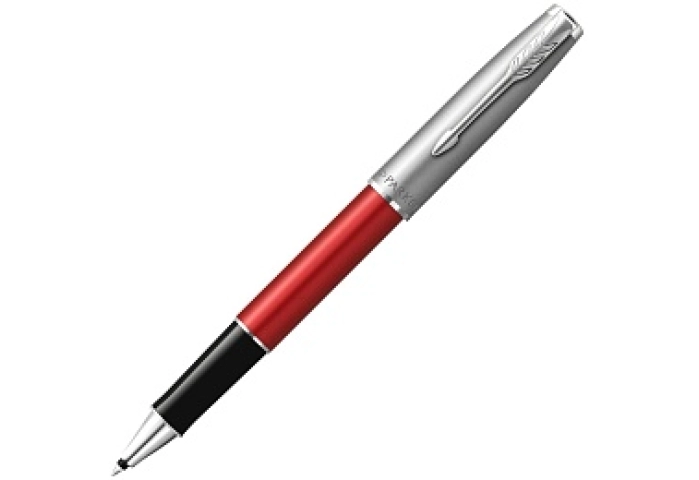 Ручка-роллер Parker &quot;Sonnet Sand Blasted Metal&Red Lacquer&quot; черная, 0,8мм, подарочная упаковка