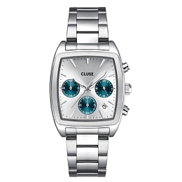 Quartaut Chrono Watch Steel, Silver and Blue, Silv