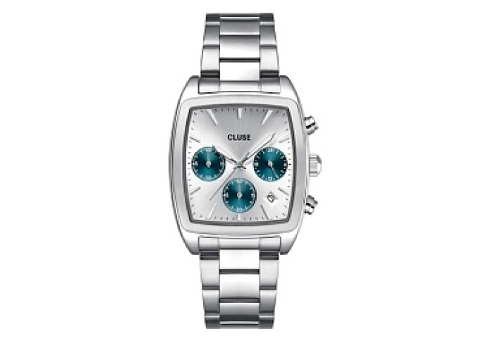 Quartaut Chrono Watch Steel, Silver and Blue, Silv