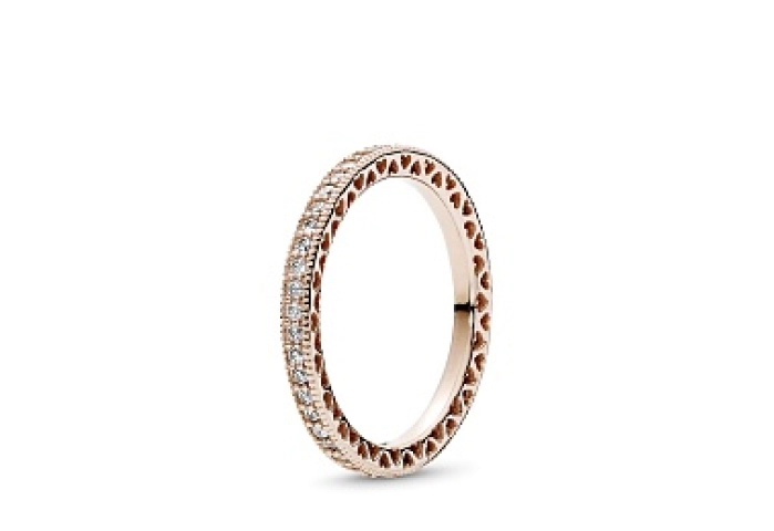 14k Rose gold-plated ring with clear cubic zirconi