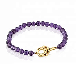 SILVER GOLD PLATED BRACELET AMETHYST