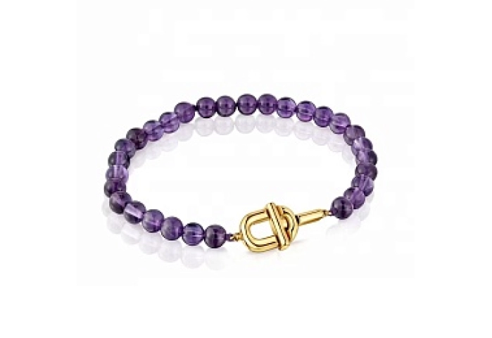 SILVER GOLD PLATED BRACELET AMETHYST