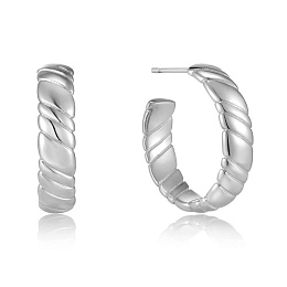 Smooth Twist Hoop Stud Earrings