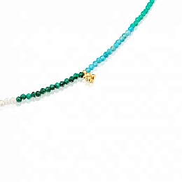 SILVER GOLD PLATED CHOKER MULTI GEMS GREEN