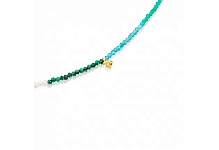 SILVER GOLD PLATED CHOKER MULTI GEMS GREEN
