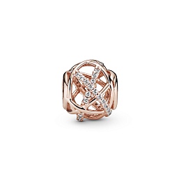 Openwork abstract PANDORA Rose charm with clear cu
