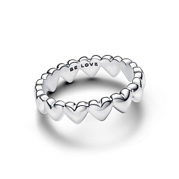 Hearts sterling silver ring