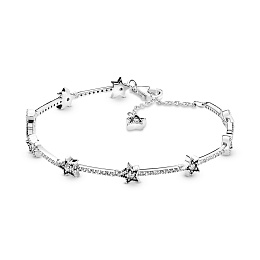 Star sterling silver bracelet with clearcubic zirc