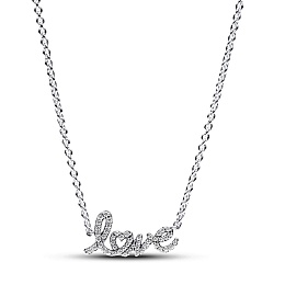 Love sterling silver collier with clear cubic zirc