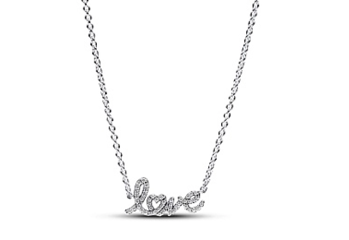 Love sterling silver collier with clear cubic zirc