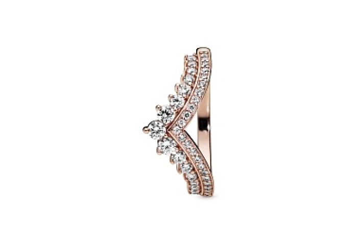 Tiara wishbone 14k rose gold-plated ring with clea