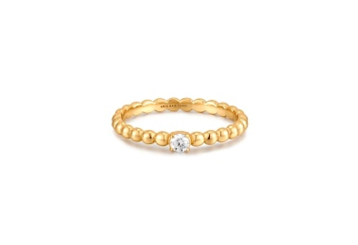 Gold Cubic Zirconia Round Dome Ring