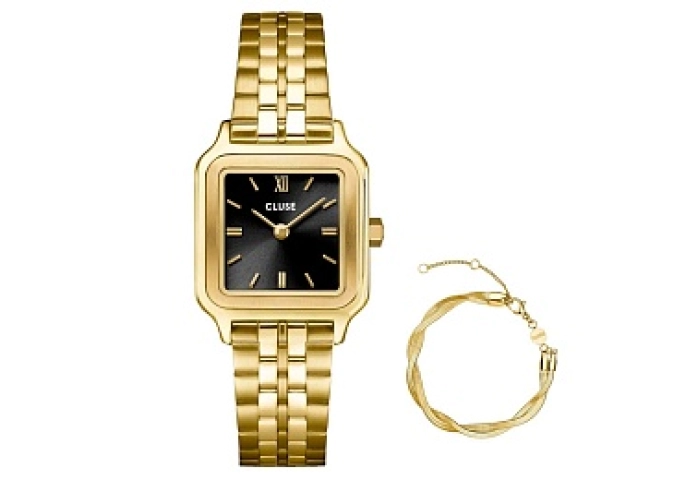Giftbox Gracieuse Petite Steel Watch, Black & twis