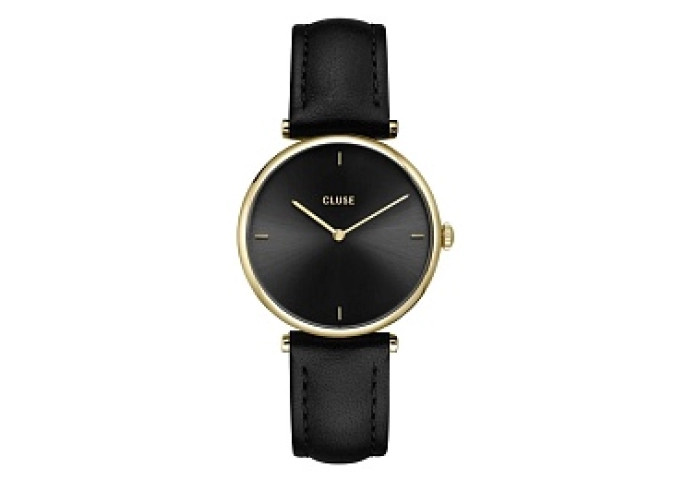 Triomphe Watch Leather, Black, Gold colour