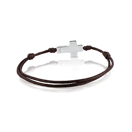 S.STEEL BRACELET CROSS 21X14MM LEATHER S