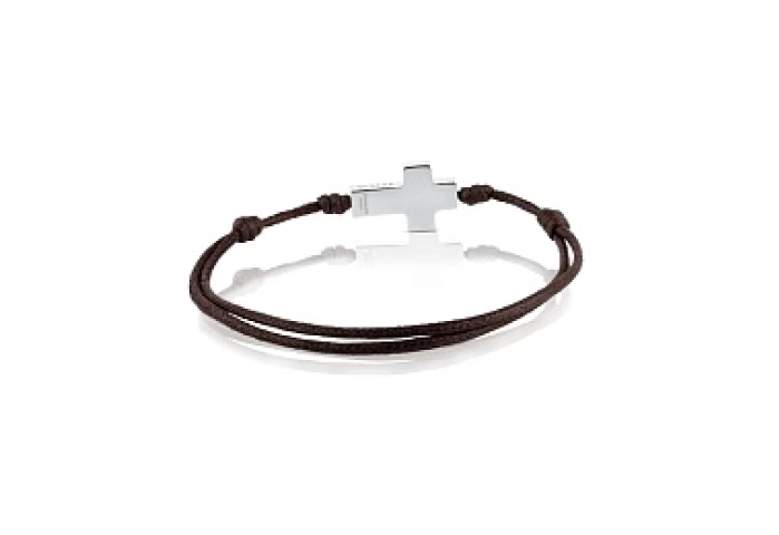 S.STEEL BRACELET CROSS 21X14MM LEATHER S