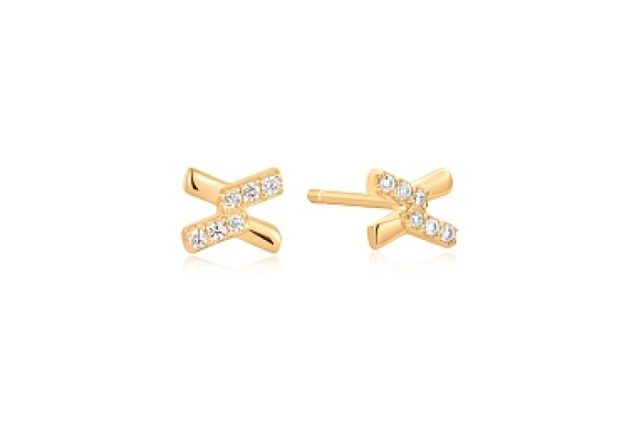 Gold Cross Cubic Zirconia Studs