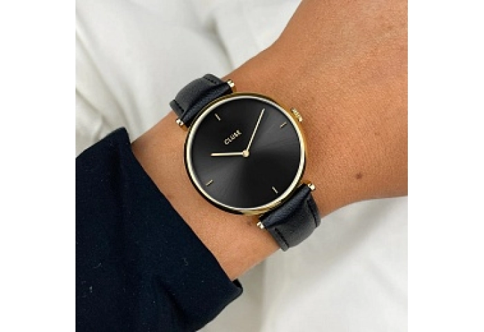 Triomphe Watch Leather, Black, Gold colour