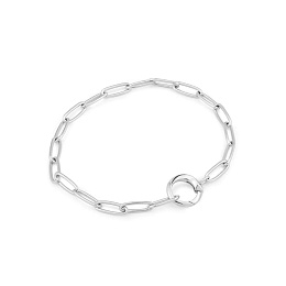 Silver Link Charm Chain Connector Bracelet