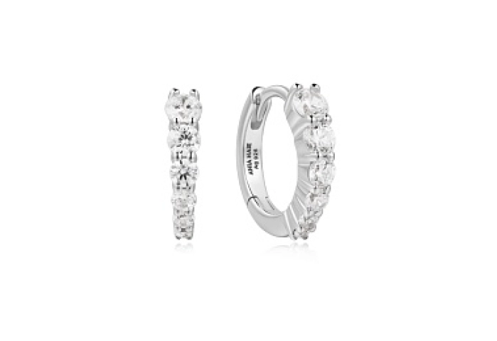 Silver Gradient Pavé Huggies
