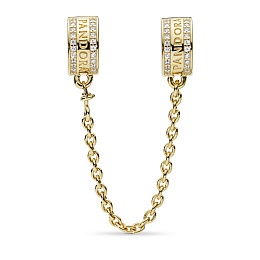 PANDORA Shine logo safety chain with clearcubic zi